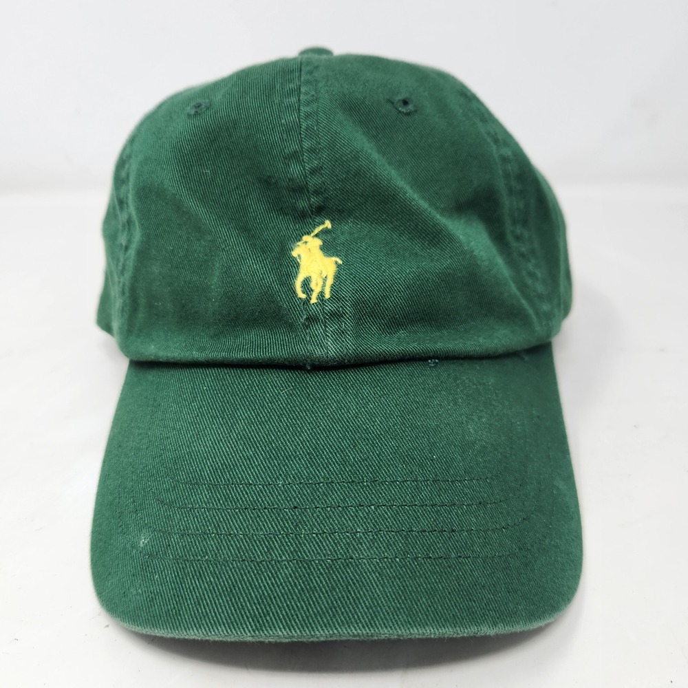 Polo Ralph Lauren Mens Forest Green Yellow Pony Adjustable Dad Hat Baseball Cap